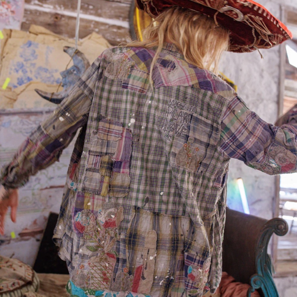 Magnolia Pearl Multicolor Patchwork Button up NWT… - image 4